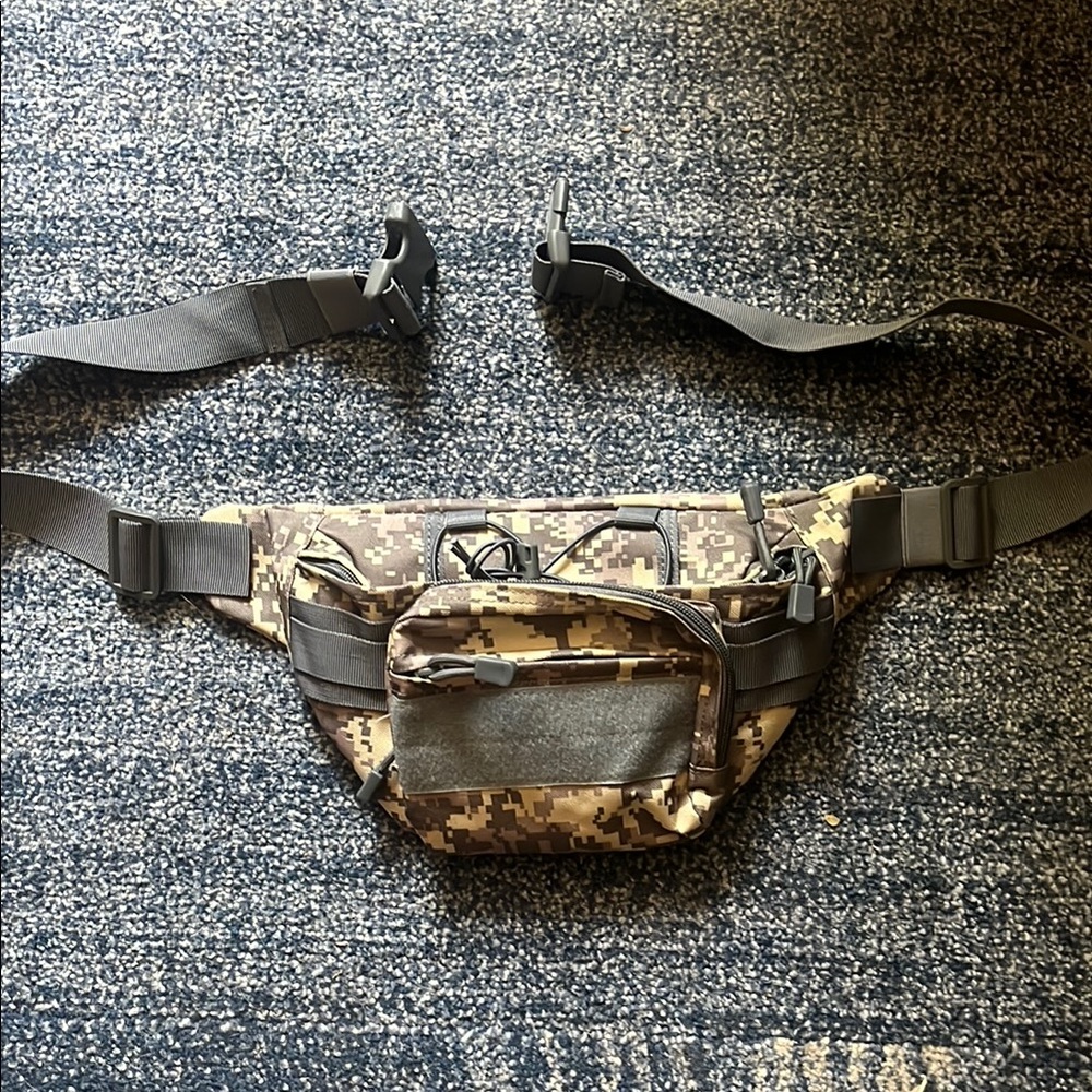Compact Brown and Tan Belt Bag with Adjustable Strap